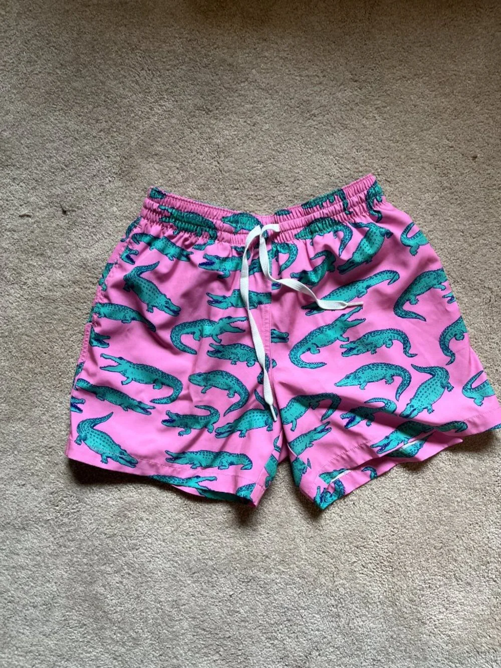 Swinsuit‎ - Chubbies Pink Green Alligator Lined Swim Trunks Men Small 5.5